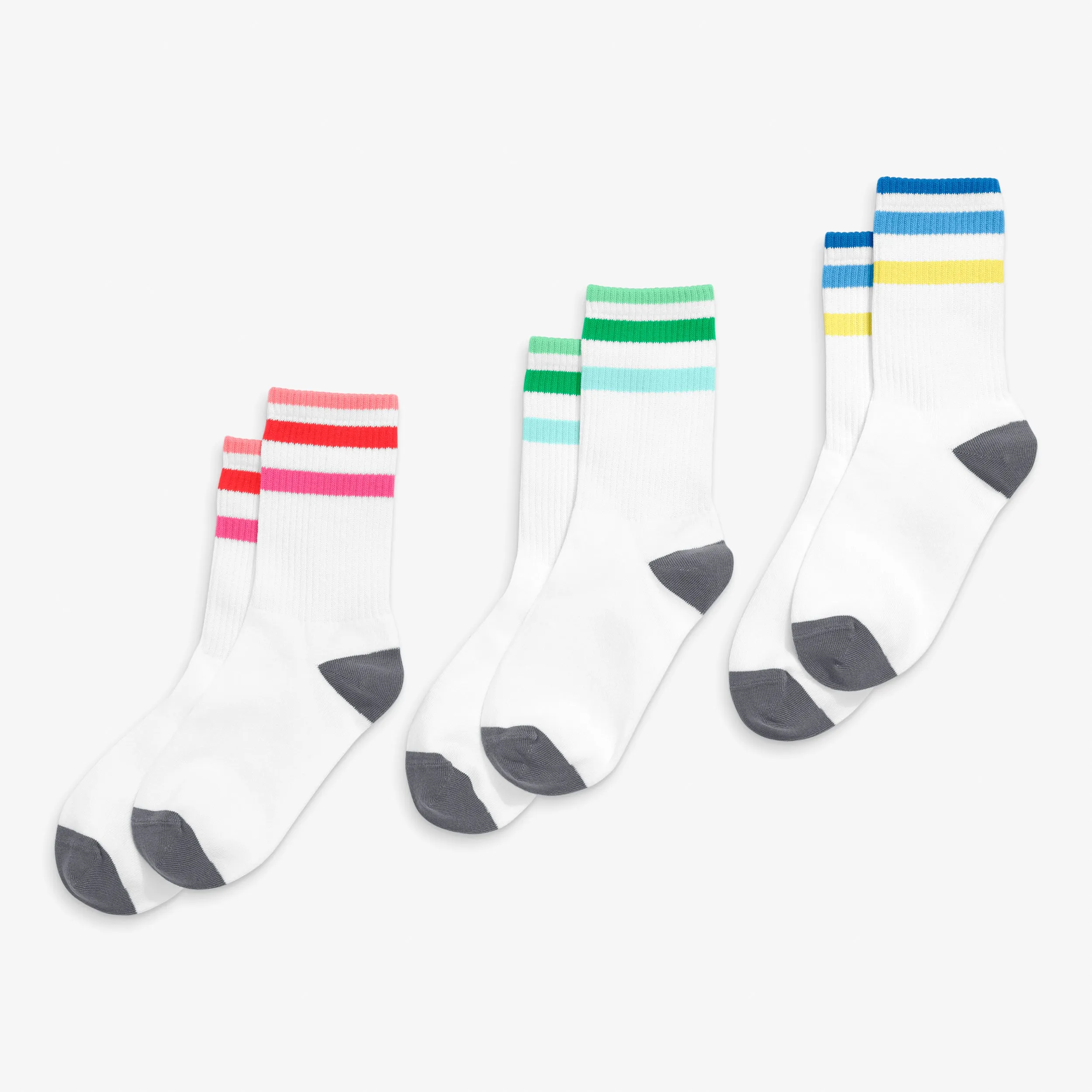 Athletic sock 3-pack in rainbow ringer mix