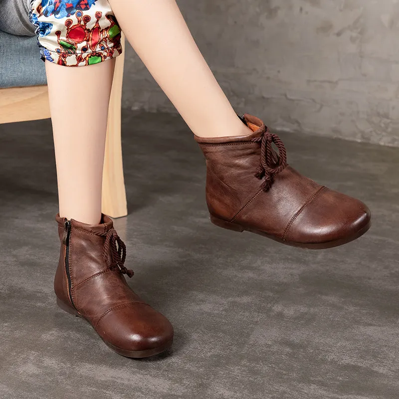 Autumn Winter Retro Handmade Leather Stitching Women Boots| Gift Shoes