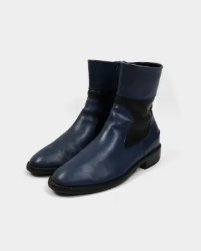 Balenciaga Blue and Black Leather Boots 1990's