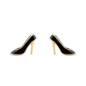 Black High Heels Stud Earrings in Sterling Silver