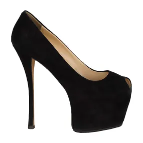 Black Suede Platform High Heel Shoes - '20s