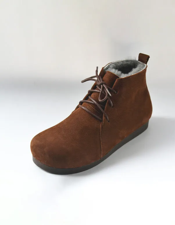 Comfortable Soft Leather Winter Ankle Boots With Fur 35-41