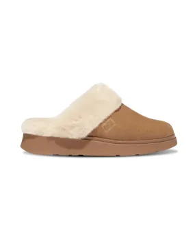 FitFlop Gen-FF Shearling Collar Suede Slippers Tan