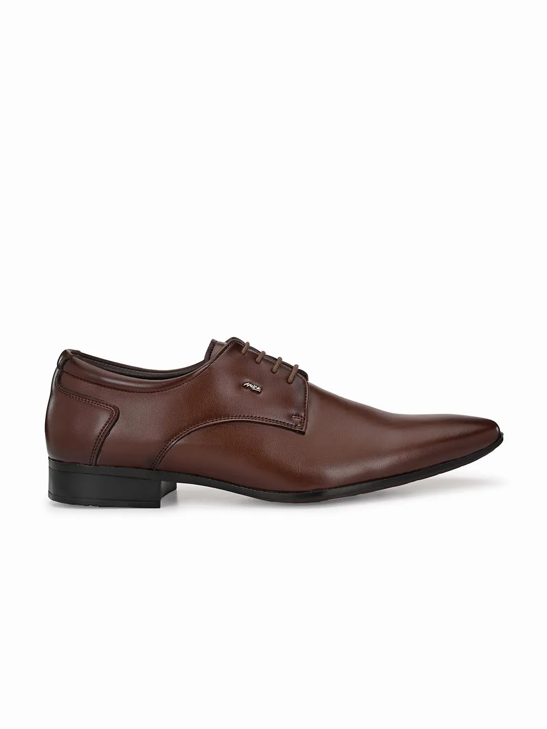 Hitz Men's Brown Synthetic Lace-up Formal Shoes