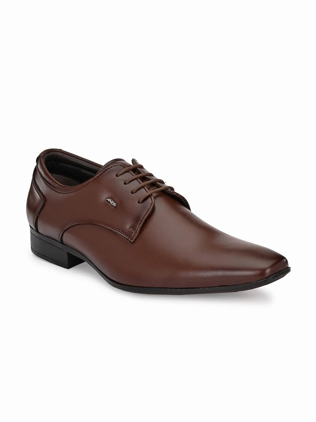 Hitz Men's Brown Synthetic Lace-up Formal Shoes