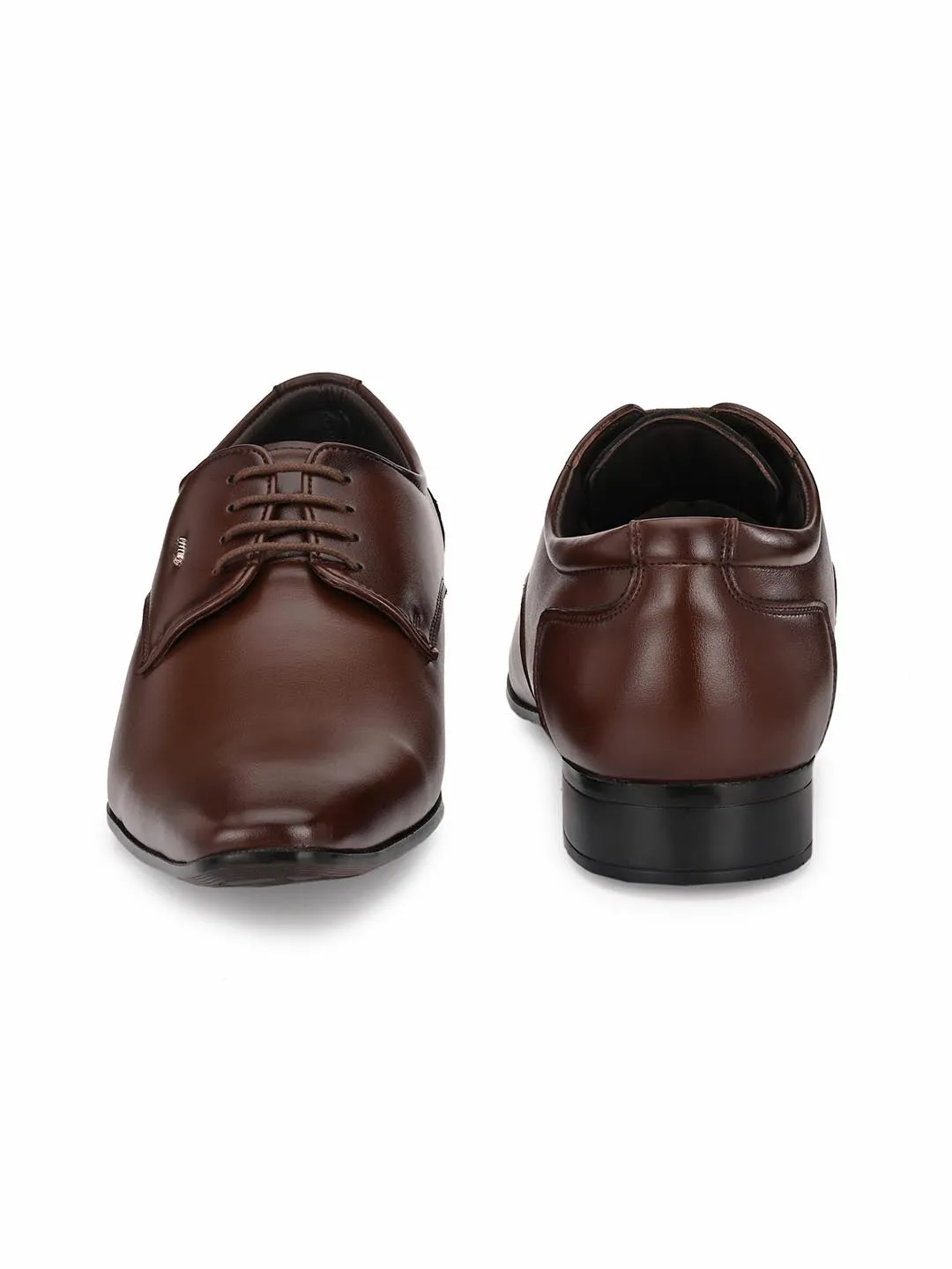 Hitz Men's Brown Synthetic Lace-up Formal Shoes