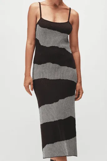 Rue stiic anya knit dress - black white coffee